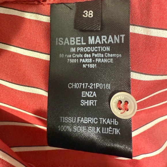 Isabel Marant Étoile Striped Silk Coral Button-Up Shirt, Size 38 / US 6 – Design - Picture 10 of 10